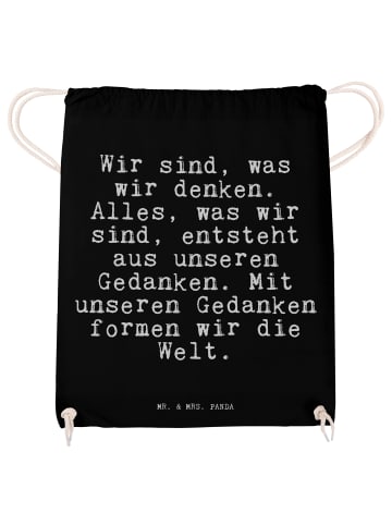Mr. & Mrs. Panda Turnbeutel Wir sind, was wir... mit Spruch in Schwarz