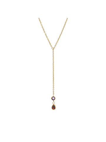 Amor Y-Collier Edelstahl, IP gold in Rot