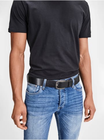 Jack & Jones Ledergürtel JACPAUL Belt Echt Leder Jeans Hosen Gürtel in Schwarz