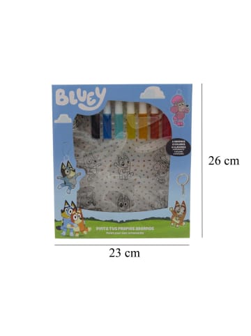Bluey Bastelset Anhänger bemalen 6 Motive 8 Farben 6 Schlüsselring
