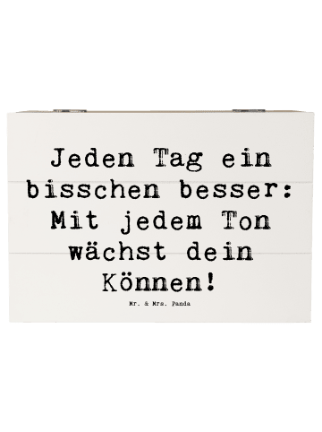 Mr. & Mrs. Panda Holzkiste Spruch Ein neues Musikinstrument lern... in Weiß