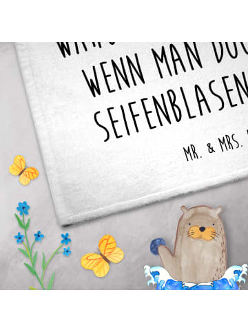 Mr. & Mrs. Panda Gästehandtuch Bär Seifenblasen mit Spruch in Weiß