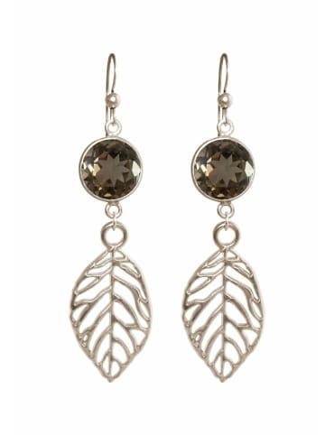Gemshine Ohrringe Rauchquarzen und Blätter Naturschmuck in silver coloured