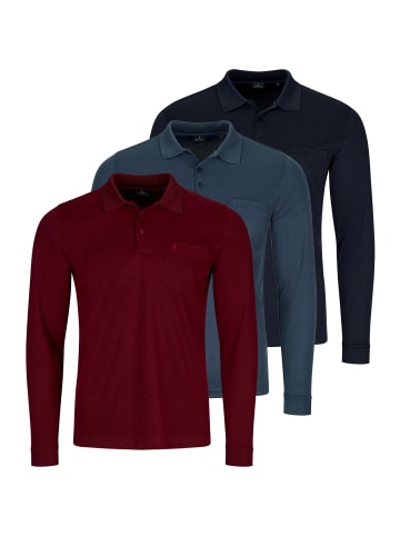 Ragman Poloshirt Basic in Dunkelrot / blau / dunkelblau