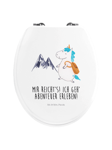 Mr. & Mrs. Panda Motiv WC Sitz Einhorn Bergsteiger mit Spruch in Weiß