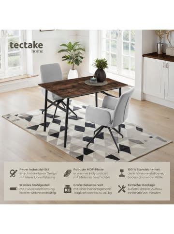 tectake Esstisch Swansea 120 x 75 x 76 cm, Industrial Holz dunkel, rustikal