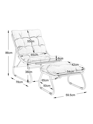 ABRIHOME Loungesessel in Hellgrün mit Ottomane Sitzkissen für Wohnzimmer