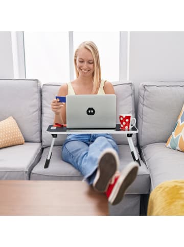 relaxdays Laptoptisch in Schwarz/ Weiß - (B)63 x (H)26 x (T)40 cm