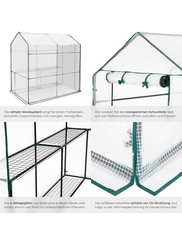 tectake Folien-Treibhaus mit 4 Metallablagen und UV-Schutz