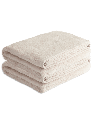 Sansibar 2er Badetuch-Set „Frottier-Kollektion Classic“, 90x180 cm in Sand