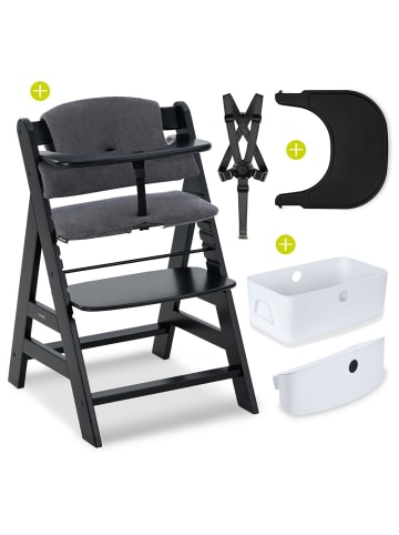 Hauck Hochstuhl Alpha Plus Black - im Sparset in schwarz