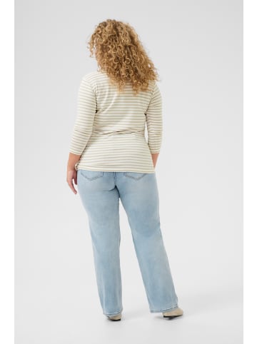 KAFFE curve Langarm-Shirt KClia Regular fit in Chalk/Feather Gray Stripe
