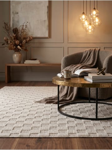 KADIMA DESIGN Flachgewebe-Teppich Schachbrett Grafisch Modern Pflegeleicht in Creme