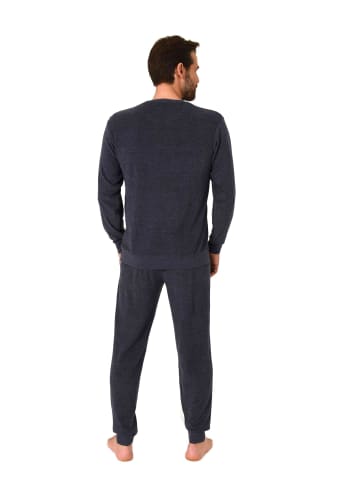 NORMANN Langarm Schlafanzug Frottee Bündchen in marine