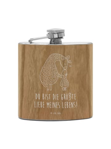 Mr. & Mrs. Panda Flachmann Giraffe Kind mit Spruch in Braun