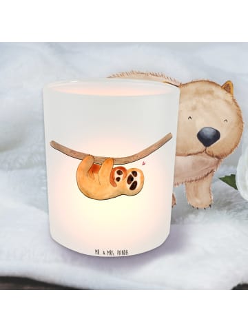 Mr. & Mrs. Panda Kerzenhalter Glas Faultier Kind ohne Spruch in Transparent