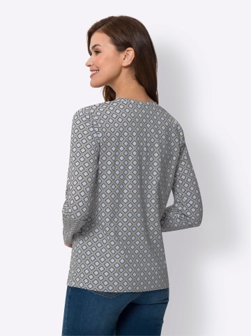 Heine Langarmshirt in grau-hellblau-bedruckt