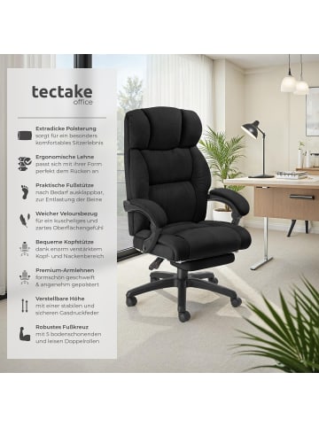 tectake Bürostuhl Jillien mit Fußstütze und Velours, Belastbarkeit 120 kg