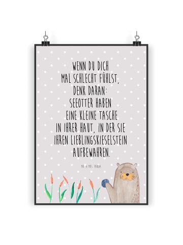 Mr. & Mrs. Panda Bild Otter Stein mit Spruch in Grau Pastell