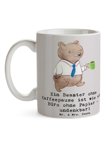 Mr. & Mrs. Panda Trinkbecher Beamter Kaffeepause mit Spruch in Grau Pastell