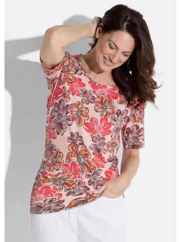 GOLDNER Kurzgröße:  Shirt Shirt in pfirsich / koralle / gemustert