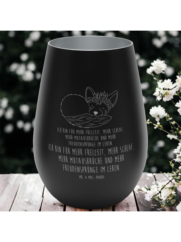 Mr. & Mrs. Panda Teelichthalter Glas Wüstenfuchs Blumen mit Spruch in Schwarz
