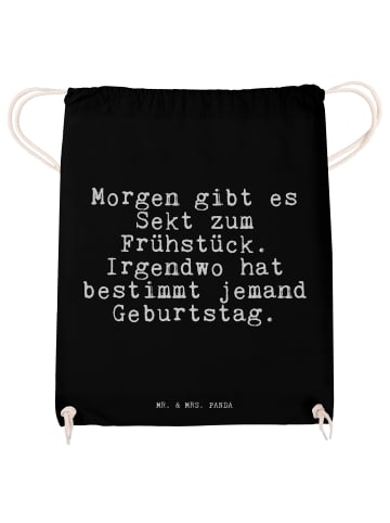 Mr. & Mrs. Panda baumwoll turnbeutel Morgen gibt es Sekt... mit ... in Schwarz