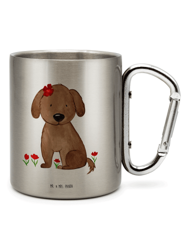 Mr. & Mrs. Panda Edelstahltasse Hund Dame ohne Spruch in Silber