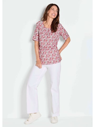 GOLDNER Kurzgröße:  Printshirt Multicolor-Halbarmshirt mit Rundhals in pink / gemustert