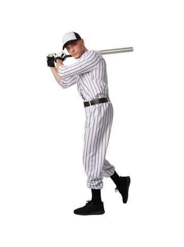 tectake Langärmeliges, gestreiftes Oberteil mit Knöpfen und aufgenähter Baseball-Appli