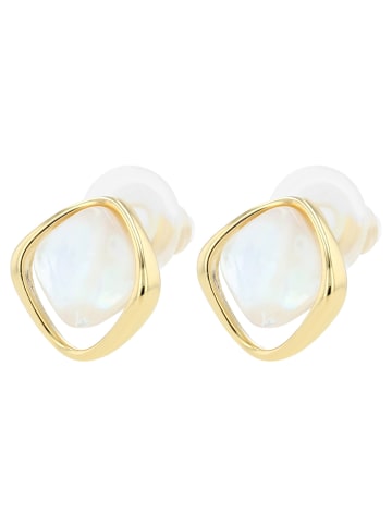 Adeliás Damen Ohrringe – Ohrstecker aus 925 Silber mit Perlmutt in gold