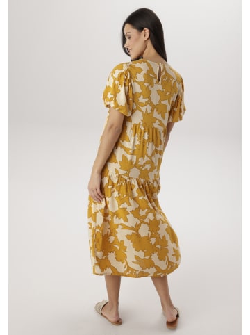 Aniston SELECTED Sommerkleid in ockergelb-zimt-beige