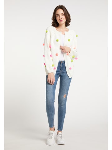 myMo Damen Strickjacke in Wollweiss Mehrfarbig