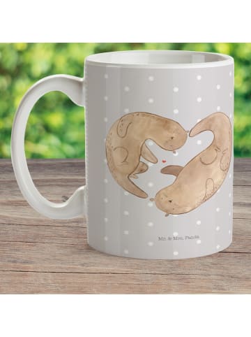 Mr. & Mrs. Panda Pott Otter Herz ohne Spruch in Grau Pastell
