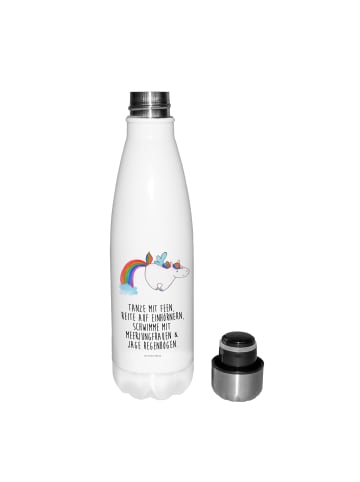 Mr. & Mrs. Panda Thermos Einhorn Fliegendes Pferd mit Spruch in Weiß