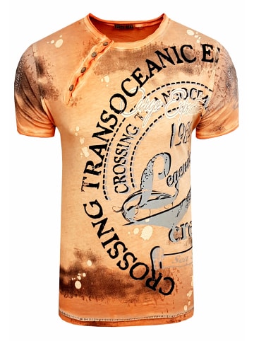 Rusty Neal Rundhals T-Shirt mit All Over Front Print in Orange