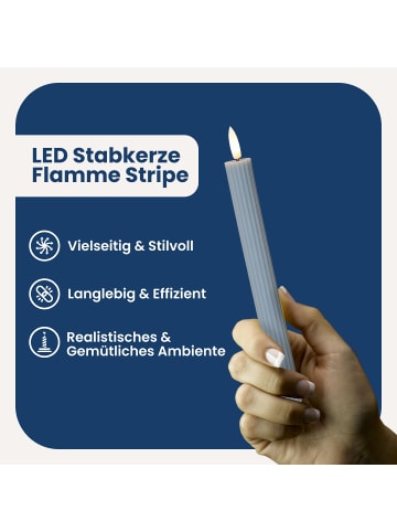 STAR Trading LED Stabkerze Flamme Stripe 2er-Set aus Wachs, blau in Blau