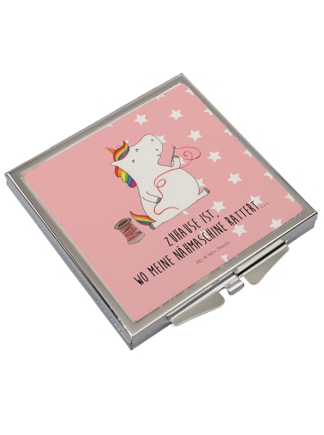 Mr. & Mrs. Panda Schminkspiegel Einhorn Näherin mit Spruch in Rot Pastell