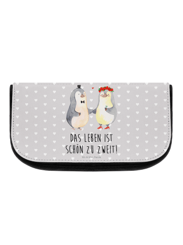 Mr. & Mrs. Panda Waschbeutel Pinguin Heirat mit Spruch in Grau Pastell