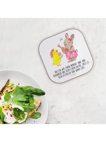 Mr. & Mrs. Panda Glasuntersetzer Ostern Frühlingsgefühle mit Spruch in Weiß