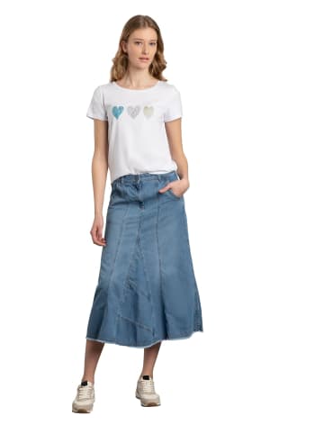 More & More Jeansrock in middle blue denim