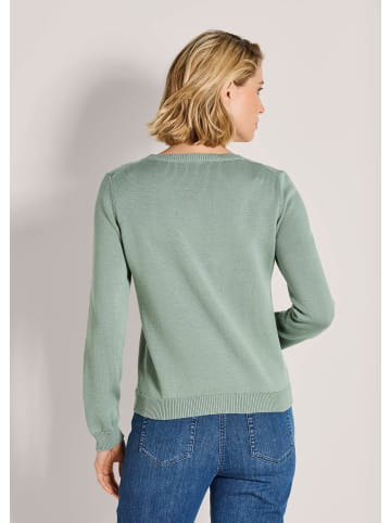 MADELEINE Schlichter Baumwollpullover mit Rundhals in hellsalbeigrün