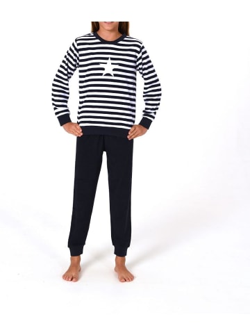 NORMANN Frottee Schlafanzug Bündchen Pyjama Sterne - 82573 in marine