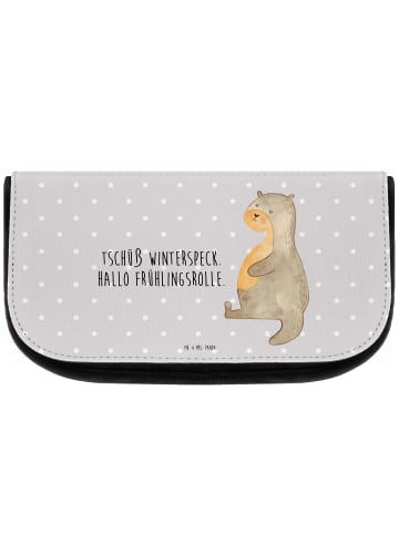Mr. & Mrs. Panda Kosmetikbeutel Otter Bauch mit Spruch in Grau Pastell