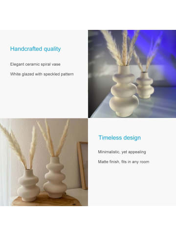 Intirilife Keramik Vase Spiralvase in Weiß