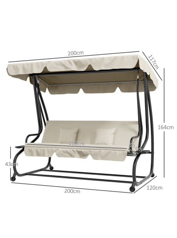 Outsunny Hollywoodschaukel 200L x 120B x 164H cm Cremeweiß