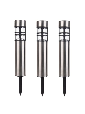 näve LED Solarleuchte "BOBBY" in stahl-blank - (L)6.2 cm x (B)6.2 cm x (H)42 cm