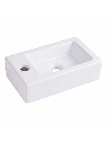 relaxdays Waschbecken in Weiß - (B)37 x (H)10 x (T)18 cm