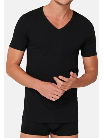 Schiesser Unterhemd / Shirt Kurzarm 95/5 Cotton in Schwarz