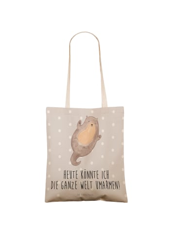 Mr. & Mrs. Panda Tote Bag Otter Umarmen mit Spruch in Grau Pastell